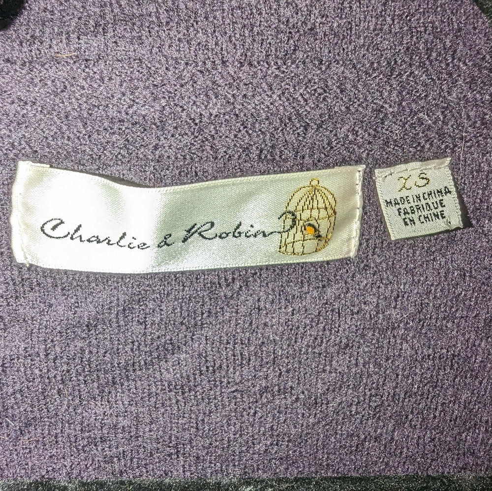 Anthropologie Charlie&Robin Wool Deep Purple Cardigan - Picture 4 of 6